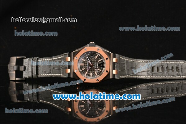 Audemars Piguet QEII Cup 2014 Royal Oak Offshore Diver Limited Edition Miyota 9015 Automatic PVD Case with Black Dial and Rose Gold Bezel - 1:1 Original - Click Image to Close
